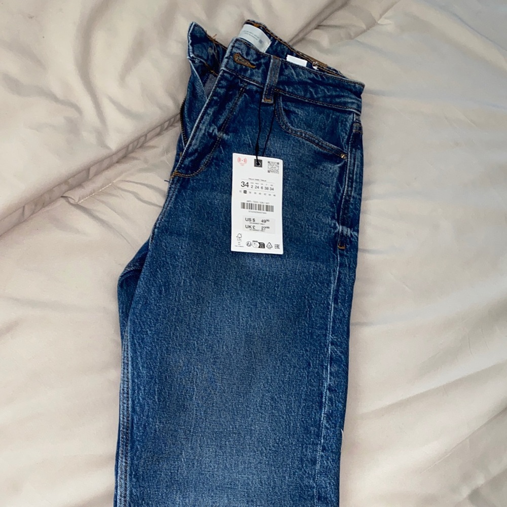 Zara Dark Blue Straight Leg Jeans